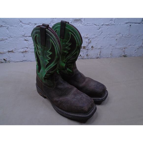 Ariat Men's 13D Rebar Flex Western VentTEK Brown Green Composite Toe Work Boots - Picture 1 of 11